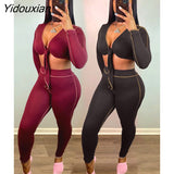 Yidouxian fall casual suit design sense of pure color lace sexy slim with two sets of long pants