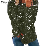 Yidouxian Women's Autumn Winter New Fashion Graffiti Printing Loose Long Sleeve T-Shirt Casual Color Matching All-Match Top