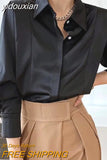 yidouxian 2023 Summer Elegant Long Sleeve Solid Work Shirt Women Office Lady Button Up White Shirt Blouse Casual Female Clothes