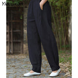 Yidouxian Spring Summer Cotton Woman Trousers Fashion High Waist Lantern Pants elegant Elastic Waist Women Pants Loose Casual Pants