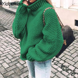 Yidouxian Women's Sweaters Long Sleeve Turtleneck Jumper Casual Knitted Sweater Oversize Female 2023 Autumn Winter Warm Pulovers for Women 1003