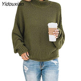 Yidouxian Women's Sweaters Long Sleeve Turtleneck Jumper Casual Knitted Sweater Oversize Female 2023 Autumn Winter Warm Pulovers for Women 1003