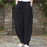 Yidouxian Spring Summer Cotton Woman Trousers Fashion High Waist Lantern Pants elegant Elastic Waist Women Pants Loose Casual Pants