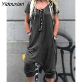 Yidouxian Vintage Womens Drop-Crotch Rompers Summer Jumpsuits Short Sleeve Casual Loose Playsuits Fashion Work Overalls 7