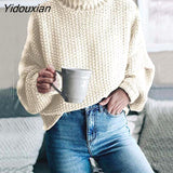 Yidouxian Women's Sweaters Long Sleeve Turtleneck Jumper Casual Knitted Sweater Oversize Female 2023 Autumn Winter Warm Pulovers for Women 1003