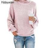 Yidouxian Women's Sweaters Long Sleeve Turtleneck Jumper Casual Knitted Sweater Oversize Female 2023 Autumn Winter Warm Pulovers for Women 1003