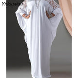 Yidouxian 2023 Spring Holiday Casual Vestido Lady Long Sleeve Round Neck Robe Solid Women Maxi Long Dress Loose Kaftan Maxi Sundress