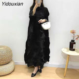 Yidouxian 2023 New Spring Age Reducing Slim Design Disorderly Pleats Dress Irregular Leisure Skirt Vestidos Fiesta Spot