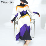 Yidouxian 2023 New Slim Long Sleeve Undercoat Pleated Skirt Two Piece Fashion Casual Set Elegant Women's Clothing Miyake Style