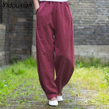 Yidouxian Spring Summer Cotton Woman Trousers Fashion High Waist Lantern Pants elegant Elastic Waist Women Pants Loose Casual Pants