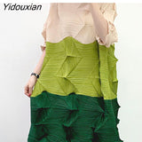 Yidouxian Pleated Irregular Diamond Pleated Long Dress New Design Loose Casual Party Dress Spring 2023 Women's Dress