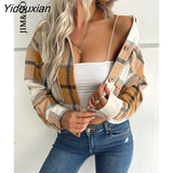 Yidouxian & NORA Women Thick Plaid Shirts Winter Warm Buttons Blouses Tops Casual Shirt Jacket Female Clothes Coat Outwear Fashion