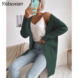 Yidouxian & NORA Women Autumn Long Sleeve Knit Hooded Cardigan Casual Soild Colour Pocket Ourdoor Warmer Tops Hoodies Coat Fashion