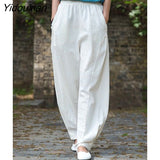 Yidouxian Spring Summer Cotton Woman Trousers Fashion High Waist Lantern Pants elegant Elastic Waist Women Pants Loose Casual Pants