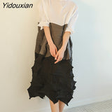 Yidouxian Pleated Irregular Diamond Pleated Long Dress New Design Loose Casual Party Dress Spring 2023 Women's Dress