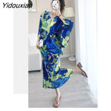 Yidouxian 2023 Spring Temperament High-end European And American Dress Foreign Trade Fashion Women V-neck Printed Loose Vestidos