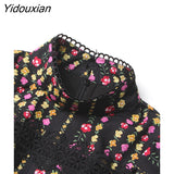 Yidouxian Black Dresses For Women Stadn Colalr Long Sleeve High Waist Folds Elegant Dress Female Autumn Clothing Fashion 2023