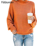 Yidouxian Women's Sweaters Long Sleeve Turtleneck Jumper Casual Knitted Sweater Oversize Female 2023 Autumn Winter Warm Pulovers for Women 1003