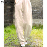 Yidouxian Spring Summer Cotton Woman Trousers Fashion High Waist Lantern Pants elegant Elastic Waist Women Pants Loose Casual Pants