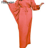 Yidouxian Y2K Fashion Sexy Long Sleeve Lady Solid Vestido High Waist Long Robe Casual Oversize Summer Long Maxi Dress Women Sundress