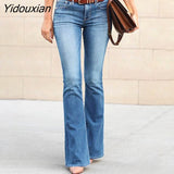 Yidouxian Flare Jeans Pants Women Vintage Denim Jeans Ladies Sexy High Waist Fashion Stretch Pocket Trousers Wide Leg Jeans