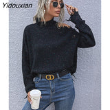 Yidouxian & NORA Women Long Sleeve Soild Colour Knit Sweater Ladies Autumn Vintage Casual Pullover Hollow Out Retro Tops Fashion