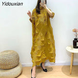 Yidouxian 2023 New Spring Age Reducing Slim Design Disorderly Pleats Dress Irregular Leisure Skirt Vestidos Fiesta Spot