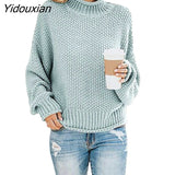 Yidouxian Women's Sweaters Long Sleeve Turtleneck Jumper Casual Knitted Sweater Oversize Female 2023 Autumn Winter Warm Pulovers for Women 1003