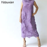 Yidouxian Miyake Pleated Spring New Women's Sleeveless Loose Medium And Long Fold Dress
