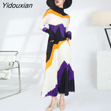 Yidouxian 2023 New Slim Long Sleeve Undercoat Pleated Skirt Two Piece Fashion Casual Set Elegant Women's Clothing Miyake Style