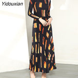 Yidouxian 2023 New Miyake Pleated Fashion Loose Meat Covering Top Pleated Half Skirt Set Two Piece Elegant Women's Clothing