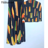 Yidouxian 2023 New Miyake Pleated Fashion Loose Meat Covering Top Pleated Half Skirt Set Two Piece Elegant Women's Clothing