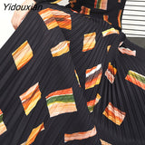 Yidouxian 2023 New Miyake Pleated Fashion Loose Meat Covering Top Pleated Half Skirt Set Two Piece Elegant Women's Clothing