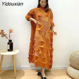 Yidouxian 2023 New Spring Age Reducing Slim Design Disorderly Pleats Dress Irregular Leisure Skirt Vestidos Fiesta Spot