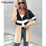 Yidouxian & NORA Women Casual Long Sleeve Soild Colour Knit Long Sweater Cardigan Patchwork Pockets Ladies Outdoor Warmer Coat Fashion