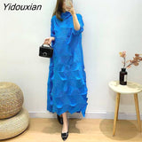 Yidouxian 2023 New Spring Age Reducing Slim Design Disorderly Pleats Dress Irregular Leisure Skirt Vestidos Fiesta Spot