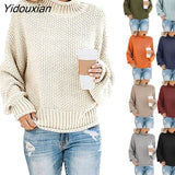 Yidouxian Women's Sweaters Long Sleeve Turtleneck Jumper Casual Knitted Sweater Oversize Female 2023 Autumn Winter Warm Pulovers for Women 1003