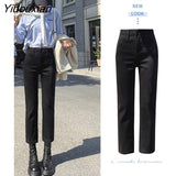 Yidouxian Cigarette Pipe Jeans Women's Denim Pants 2023 New High-waisted Pants Women's Autumn Straight Leg Boyfriend Women Clothing