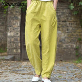 Yidouxian Spring Summer Cotton Woman Trousers Fashion High Waist Lantern Pants elegant Elastic Waist Women Pants Loose Casual Pants