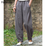 Yidouxian Spring Summer Cotton Woman Trousers Fashion High Waist Lantern Pants elegant Elastic Waist Women Pants Loose Casual Pants