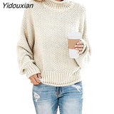 Yidouxian Women's Sweaters Long Sleeve Turtleneck Jumper Casual Knitted Sweater Oversize Female 2023 Autumn Winter Warm Pulovers for Women 1003