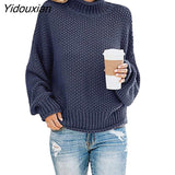 Yidouxian Women's Sweaters Long Sleeve Turtleneck Jumper Casual Knitted Sweater Oversize Female 2023 Autumn Winter Warm Pulovers for Women 1003