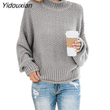 Yidouxian Women's Sweaters Long Sleeve Turtleneck Jumper Casual Knitted Sweater Oversize Female 2023 Autumn Winter Warm Pulovers for Women 1003