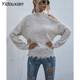 Yidouxian & NORA Women Long Sleeve Soild Colour Knit Sweater Ladies Autumn Vintage Casual Pullover Hollow Out Retro Tops Fashion