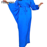 Yidouxian Y2K Fashion Sexy Long Sleeve Lady Solid Vestido High Waist Long Robe Casual Oversize Summer Long Maxi Dress Women Sundress