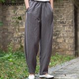 Yidouxian Spring Summer Cotton Woman Trousers Fashion High Waist Lantern Pants elegant Elastic Waist Women Pants Loose Casual Pants