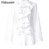 Yidouxian ZANZEA Ladies Chic Tunic Tops Spring Office Ruffles Shirts Women Long Sleeve Elegant Work Flounce Blouse Female Blusas