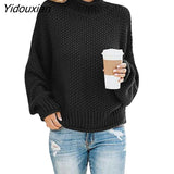 Yidouxian Women's Sweaters Long Sleeve Turtleneck Jumper Casual Knitted Sweater Oversize Female 2023 Autumn Winter Warm Pulovers for Women 1003