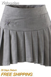 Yidouxian Women Fashion New College Style Solid High Waist Mini Skirt Sweet Side zipper Pleated Short Skirts Chic Preppy Skorts