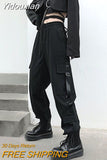 Yidouxian Spring Summer Cargo Women's Pants Punk Black Female Joggers Streetwear Harem Ankle-Length Trousers